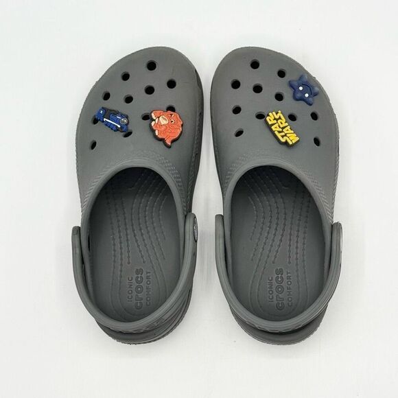 Crocs Gray Sandals with Misc Jibbitz - Big Kid C12 - Picture 7 of 9